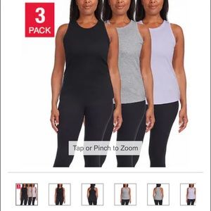 Danskin rib tank, soft rib fabric, racerback style, body skimming fit, 3 pack.